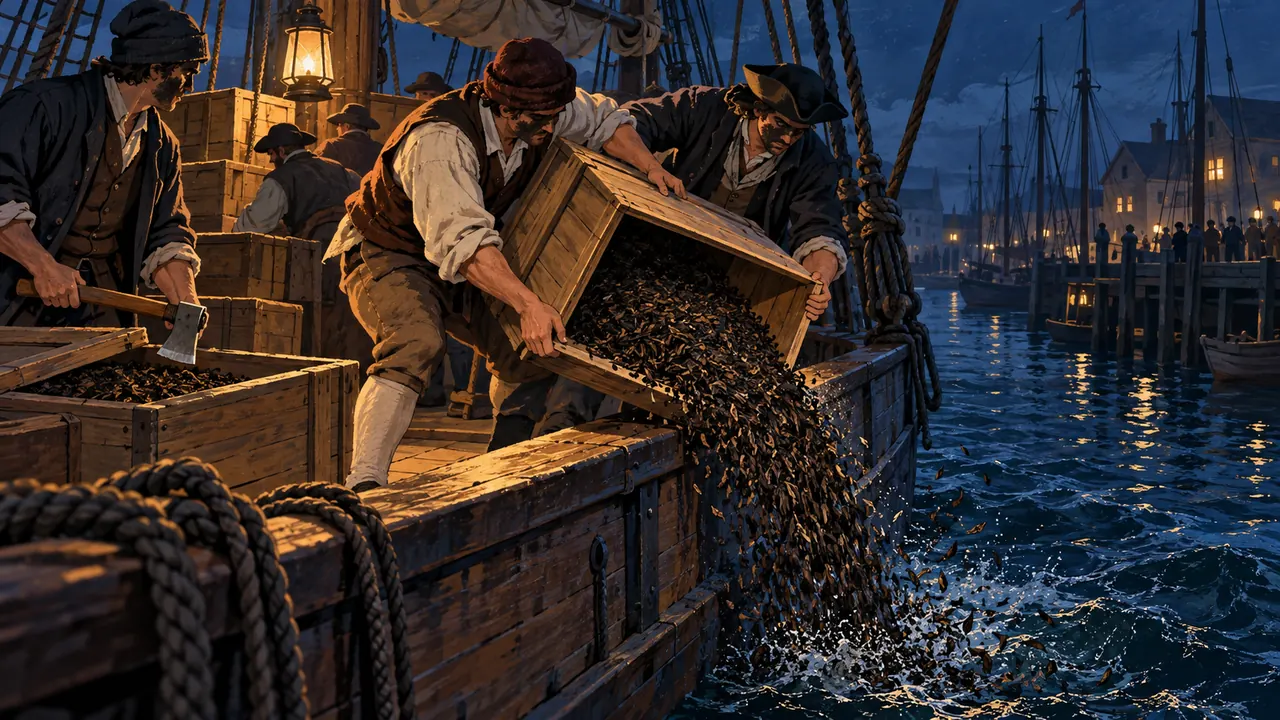 Ilustración de El motín del té de Boston